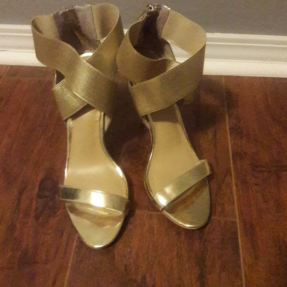 Gold strappy stilettos